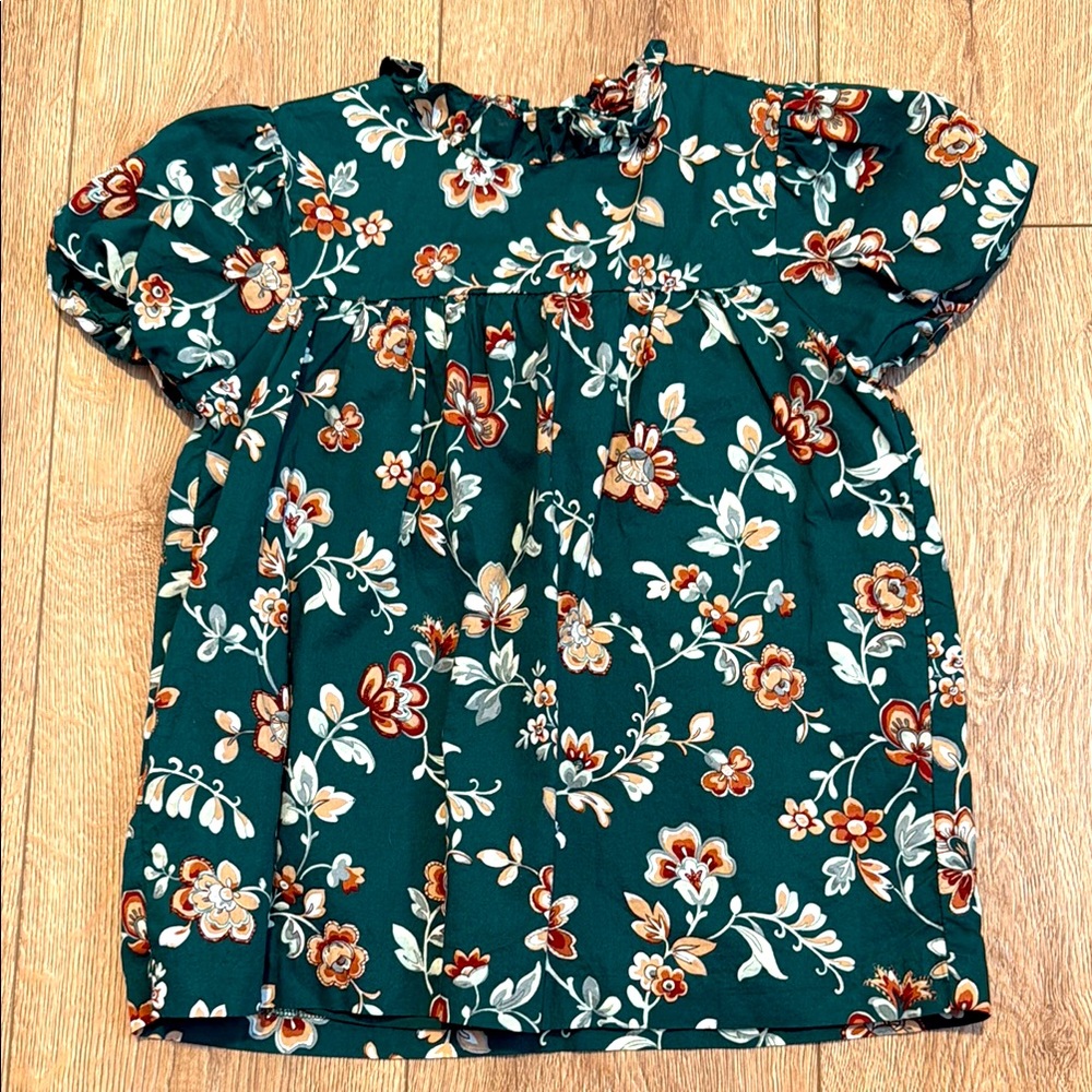 Janie and Jack Green and Orange Floral Blouse.
Barely used.